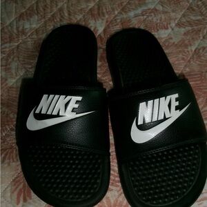 Nike Black and White Slide Sandals